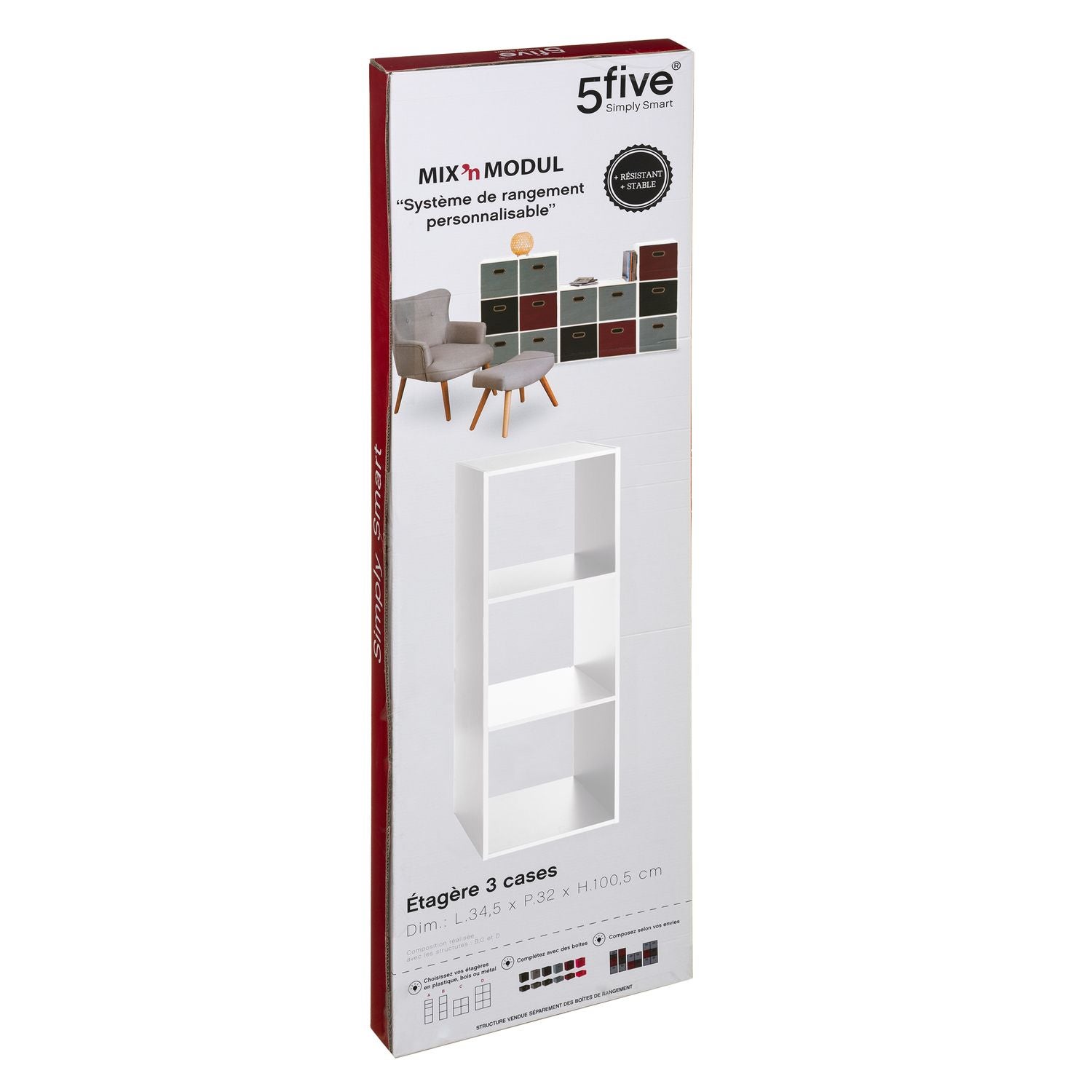 Étagère colonne 3 cases 