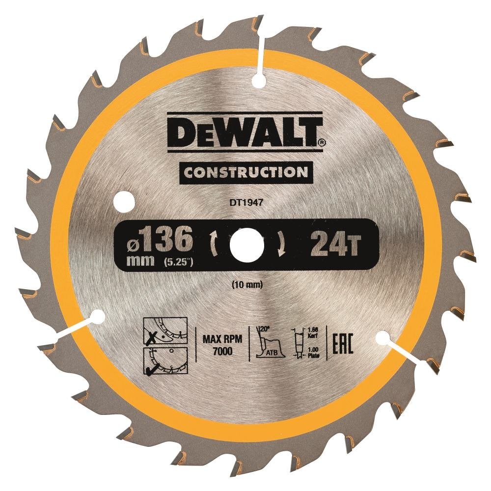 DeWalt Dt1947 Qz Lama Circolare Per Seghe A Batteria 136 X 10 Mm 24 dewalt-dt1947-qz-lama-circolare-per-seghe-a-batteria-136-x-10-mm-24