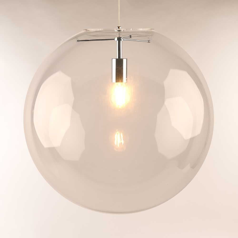 S.luce - lámpara de galería orb glass ball, suspensión de 5 m, cromada, transparente, ø 50 cm