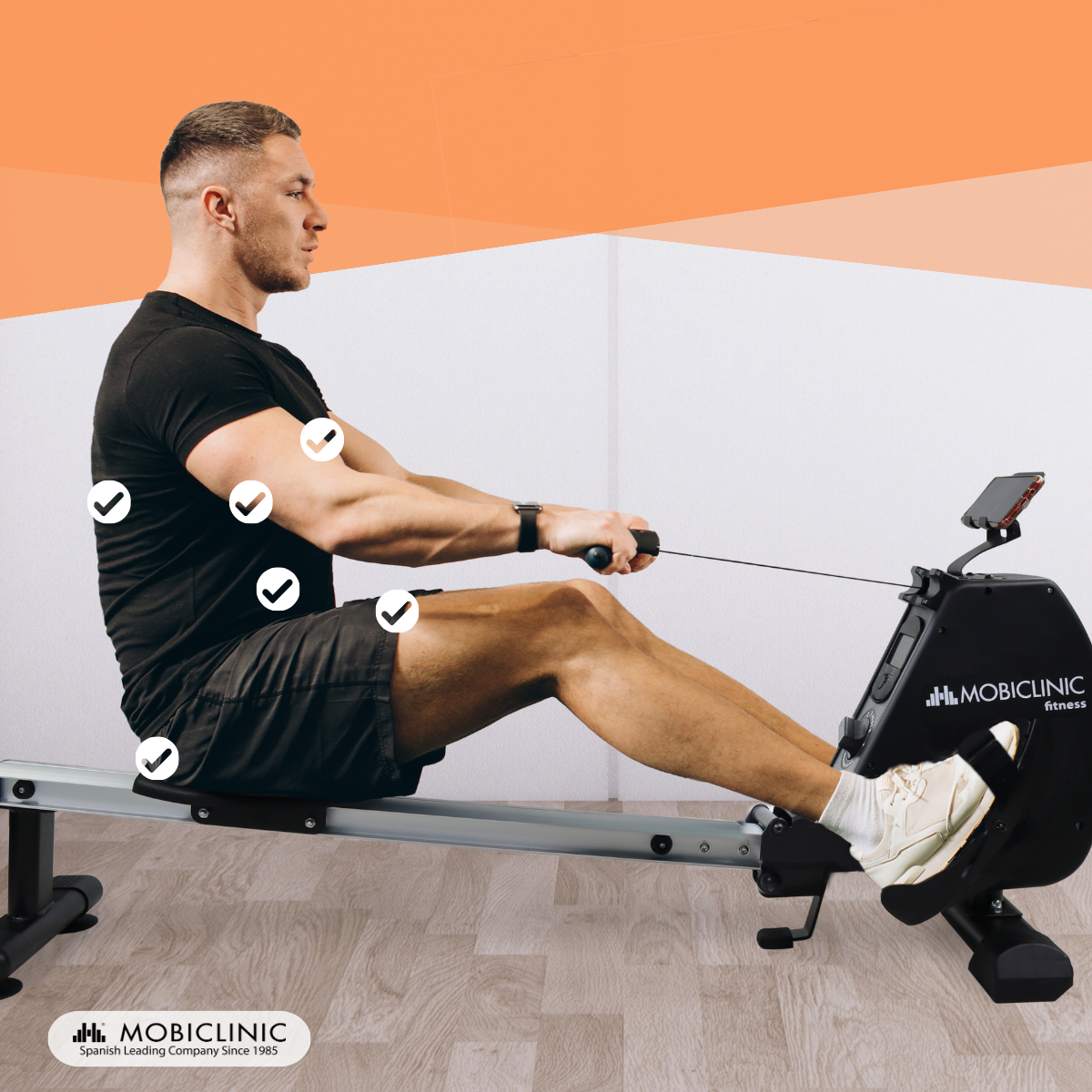 Máquina de remo dobrável 6 kg 8 níveis de resistência Max120 kg Preto RowFit - 4