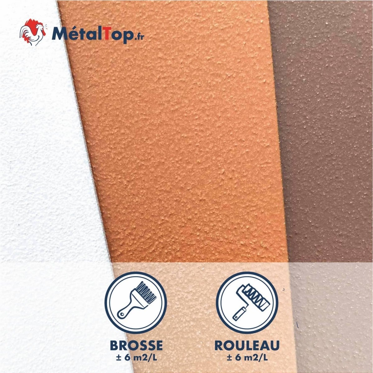 Peinture Antiderapante - Metaltop - Brun olive - RAL 8008 - Pot 15L - 5