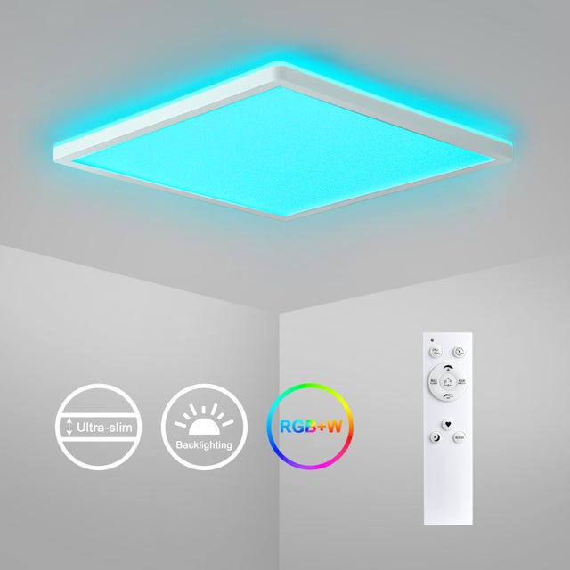 LEZOE Plafoniera LED RGB dimmerabile con telecomando, lampada da soffitto LED 24W 2650LM che cambia colore con retroilluminazione RGB 3000K-6500K per soggiorno, cameretta, camera da letto 30x2,5cm