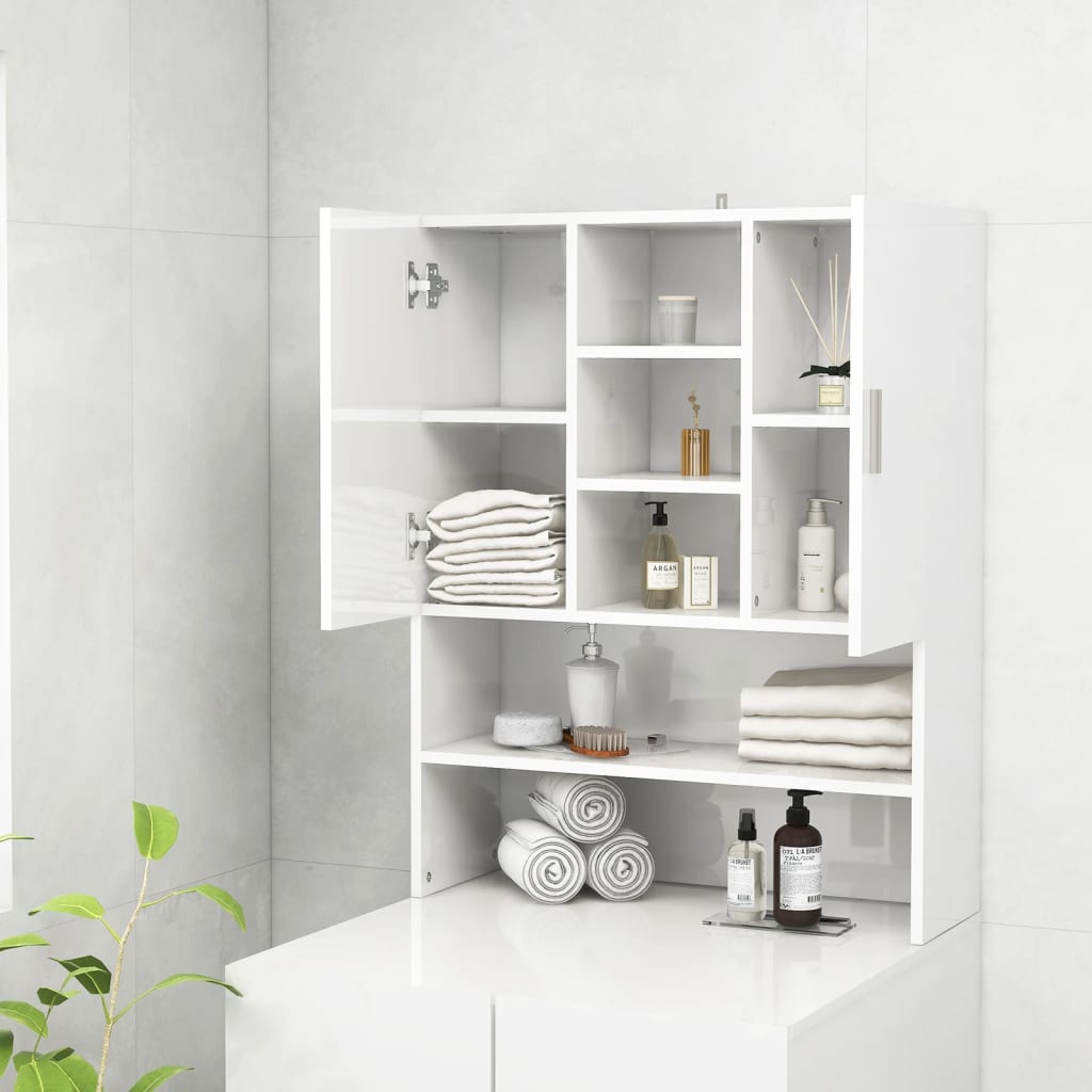 Armario de lavadora blanco brillante 70,5x25,5x90 cm vidaXL - 7