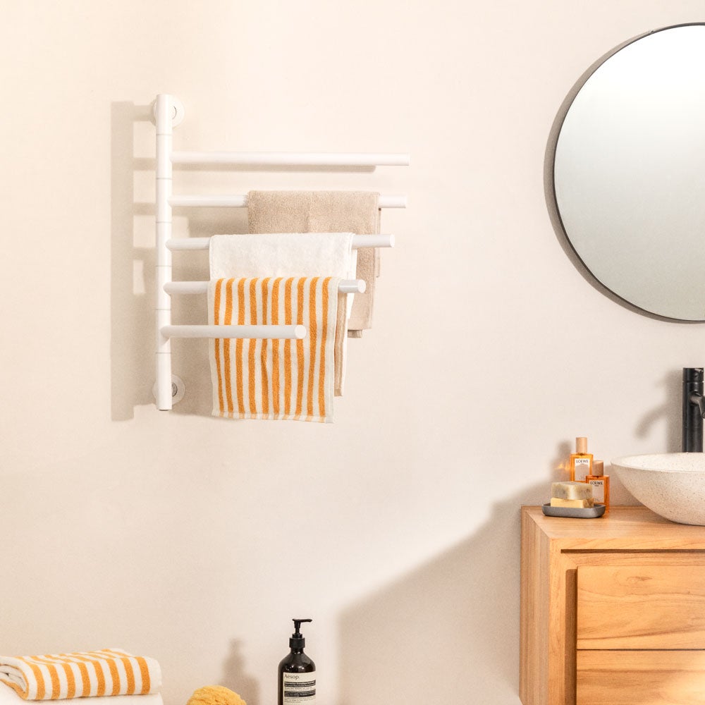 WARM TOWEL MINIMAL - Elektryczny wieszak 80W na ręczniki z prętami obrotowymi 180º