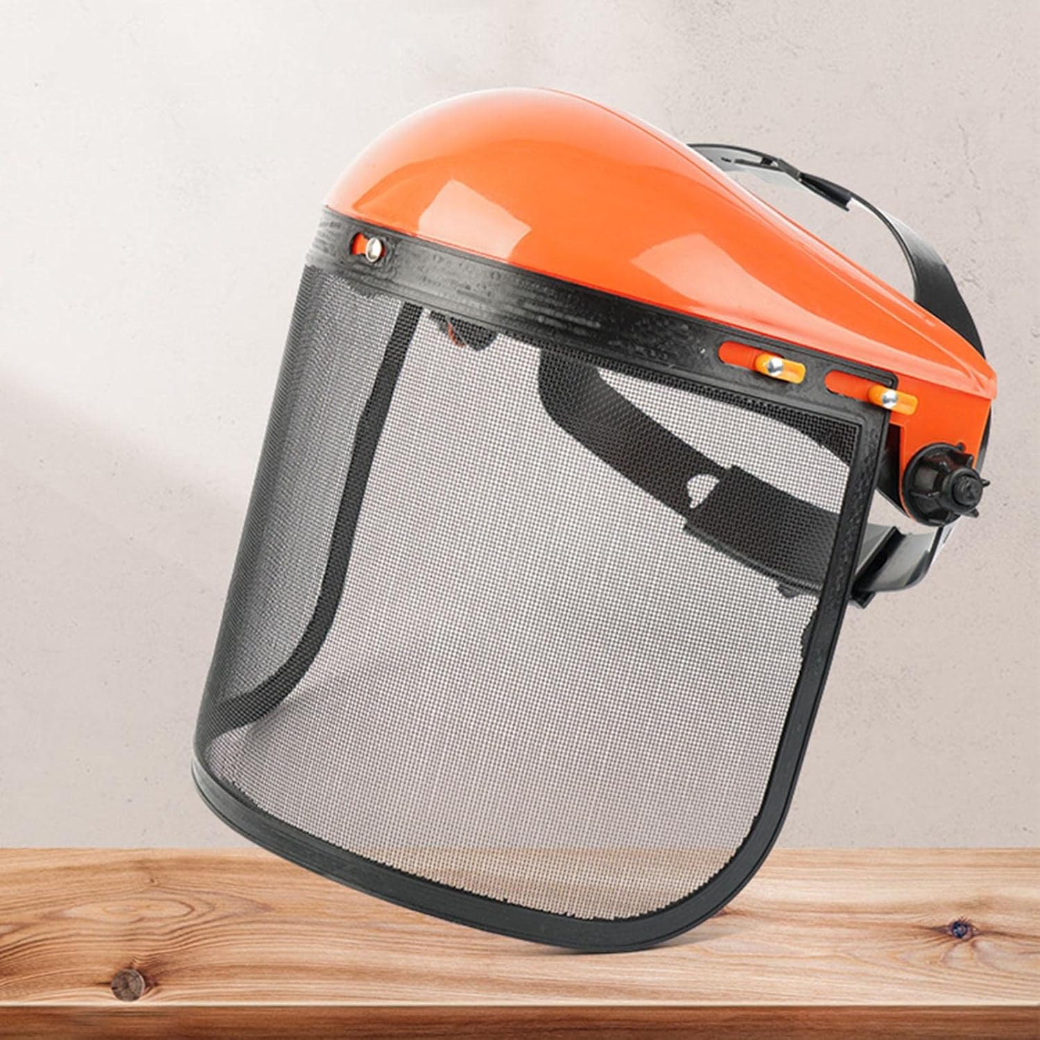Casque forestier jaune robuste avec visière de protection, pour tronçonneuse et bûcheronnage.Orange - 5
