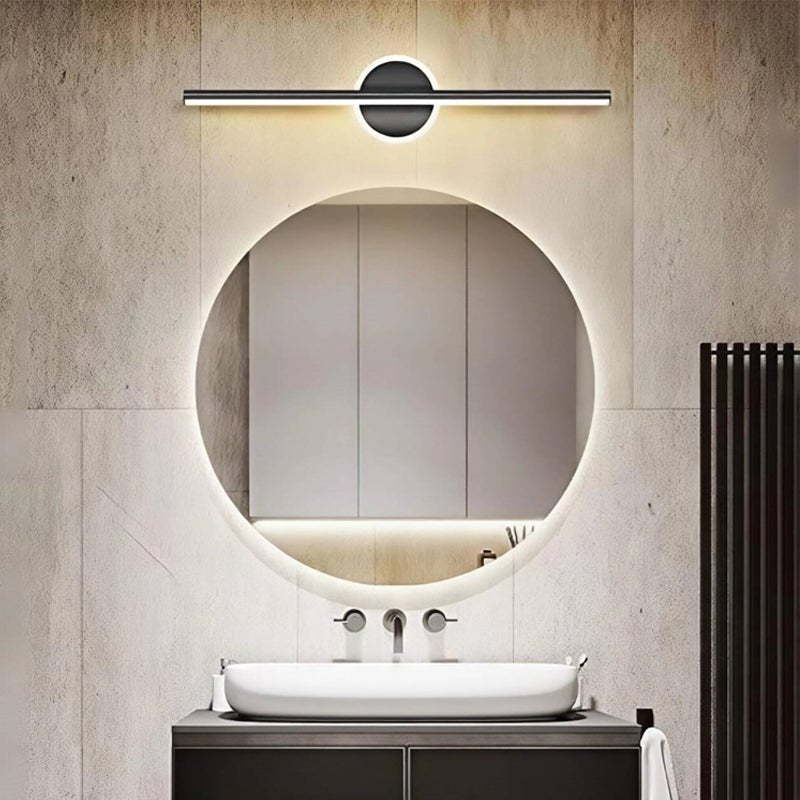 Nowoczesna Lampa Ścienna 60cm - Lampa Lustro LED 10W Ciepłe Światło - Toaletka Łazienkowa - Oświetlenie Lustra do Makijażu, Jasna-Czarna