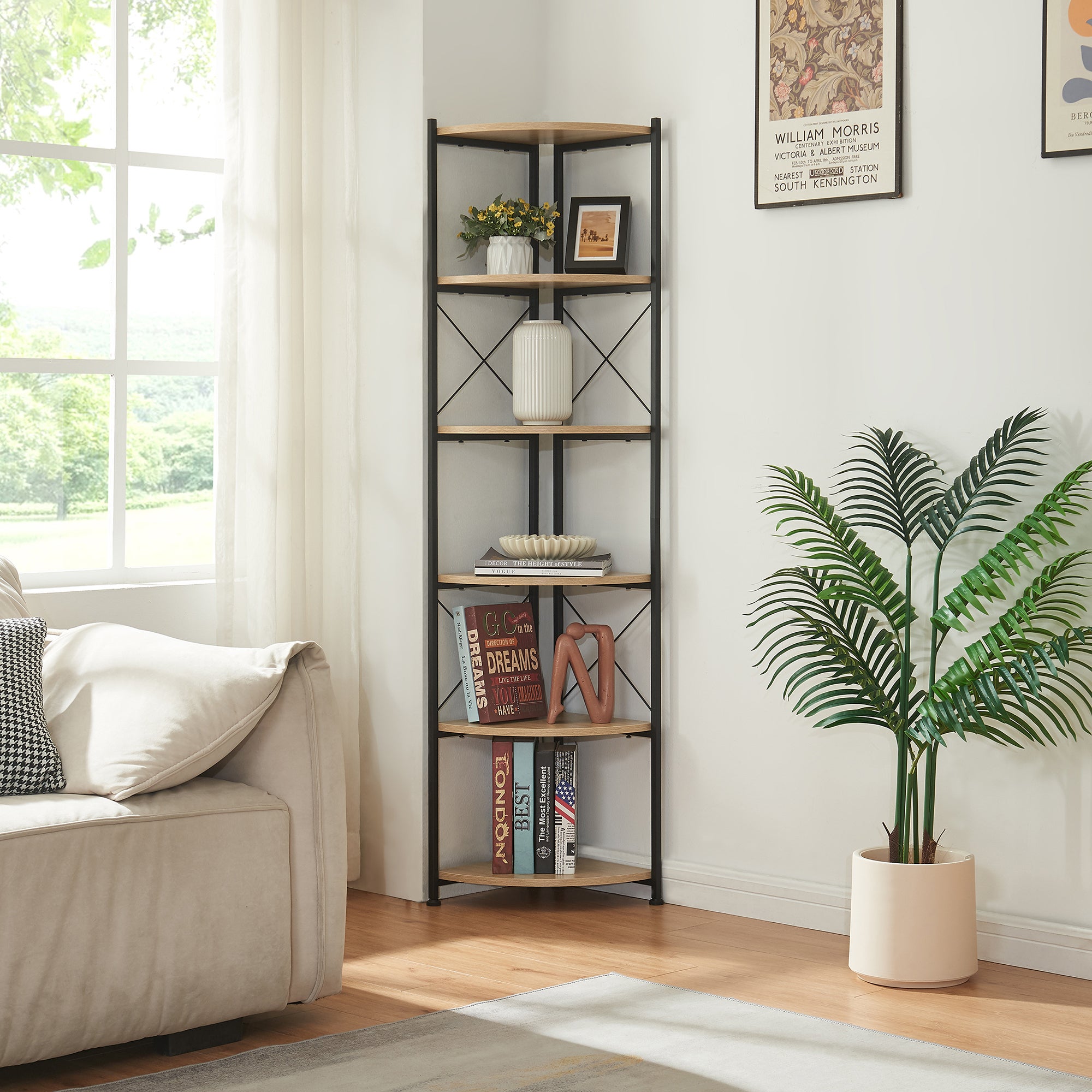 Étagère à plantes Ulfborg 6 niveaux 160 x 30 x 30 cm effet bois noir [en.casa] - 7