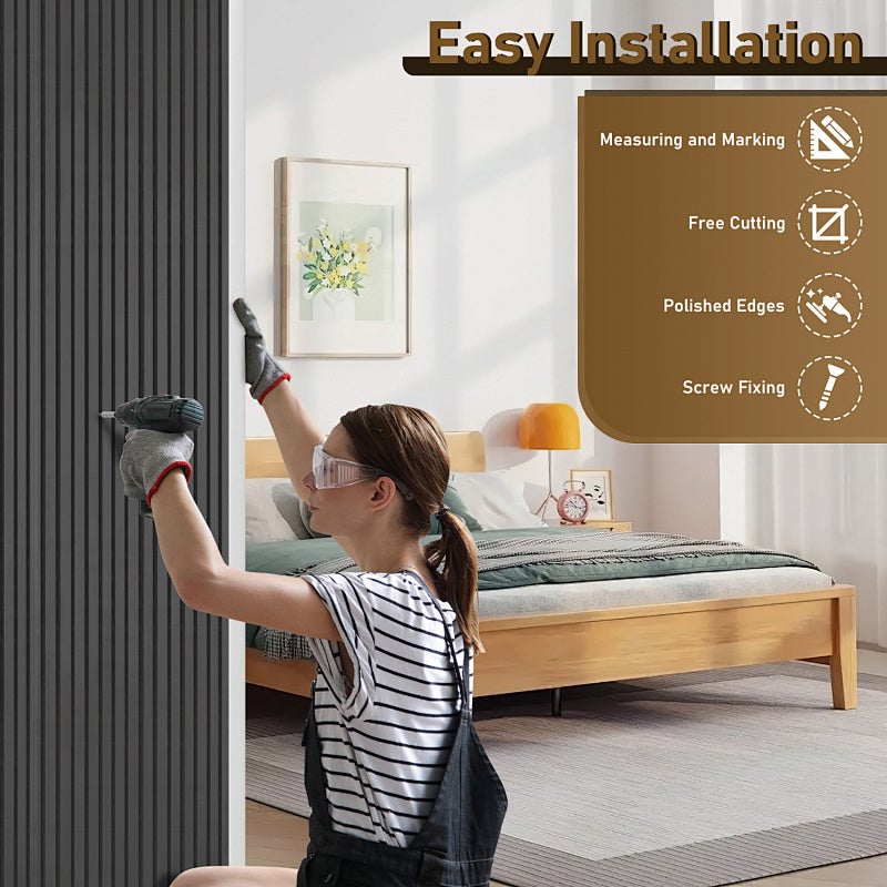 4x Gris Panneaux acoustiques en bois 120*60*2,1 cm Panneaux en bambou, panneaux muraux 3D Revêtement mural en bois véritable - 2