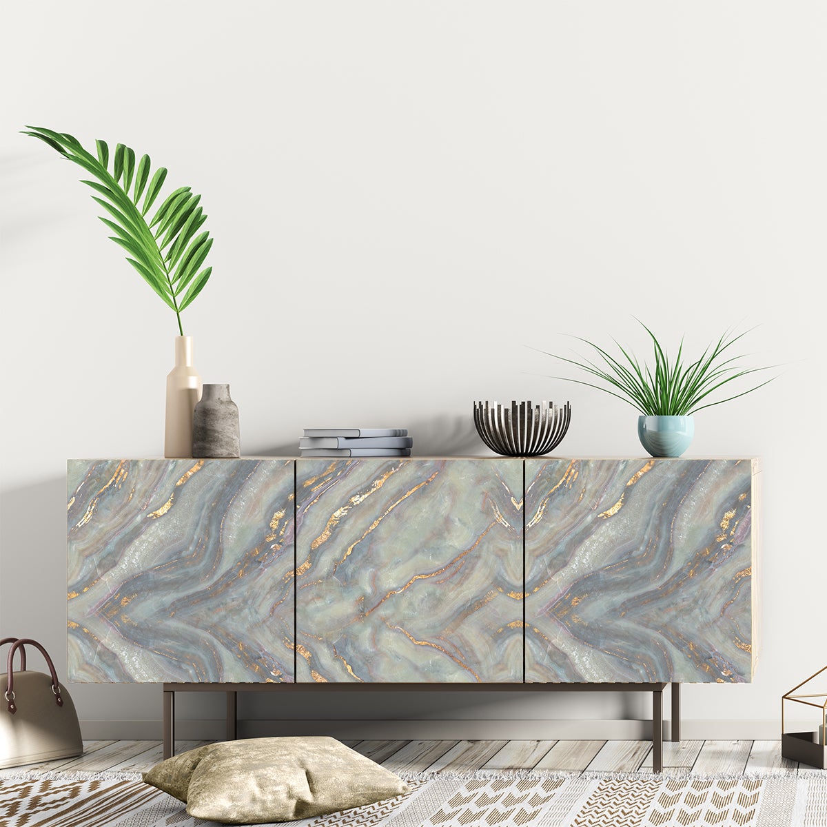 Pellicola Adesiva Per Mobili PVC Lucido – 63 Cm X 5 M, Impermeabile, Blu Genziana Per Cucina E Arredi - 2