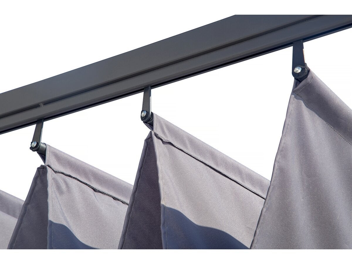 Pérgola adosada con techo retráctil - 3 x 3 m - gris antracita - 6