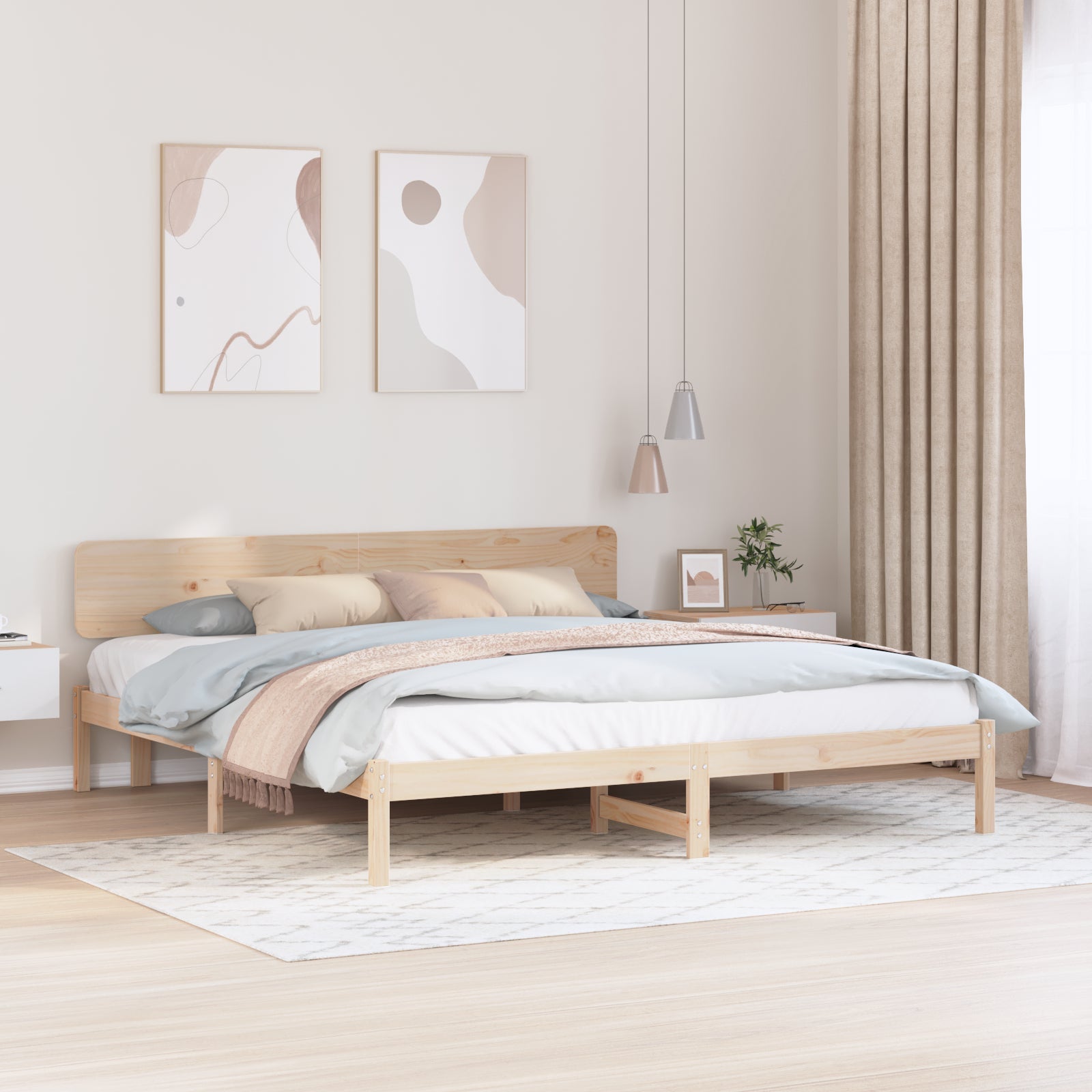 Ramka łóżka Naturalny 180 x 200 cm Lite drewno sosnowe vidaXL