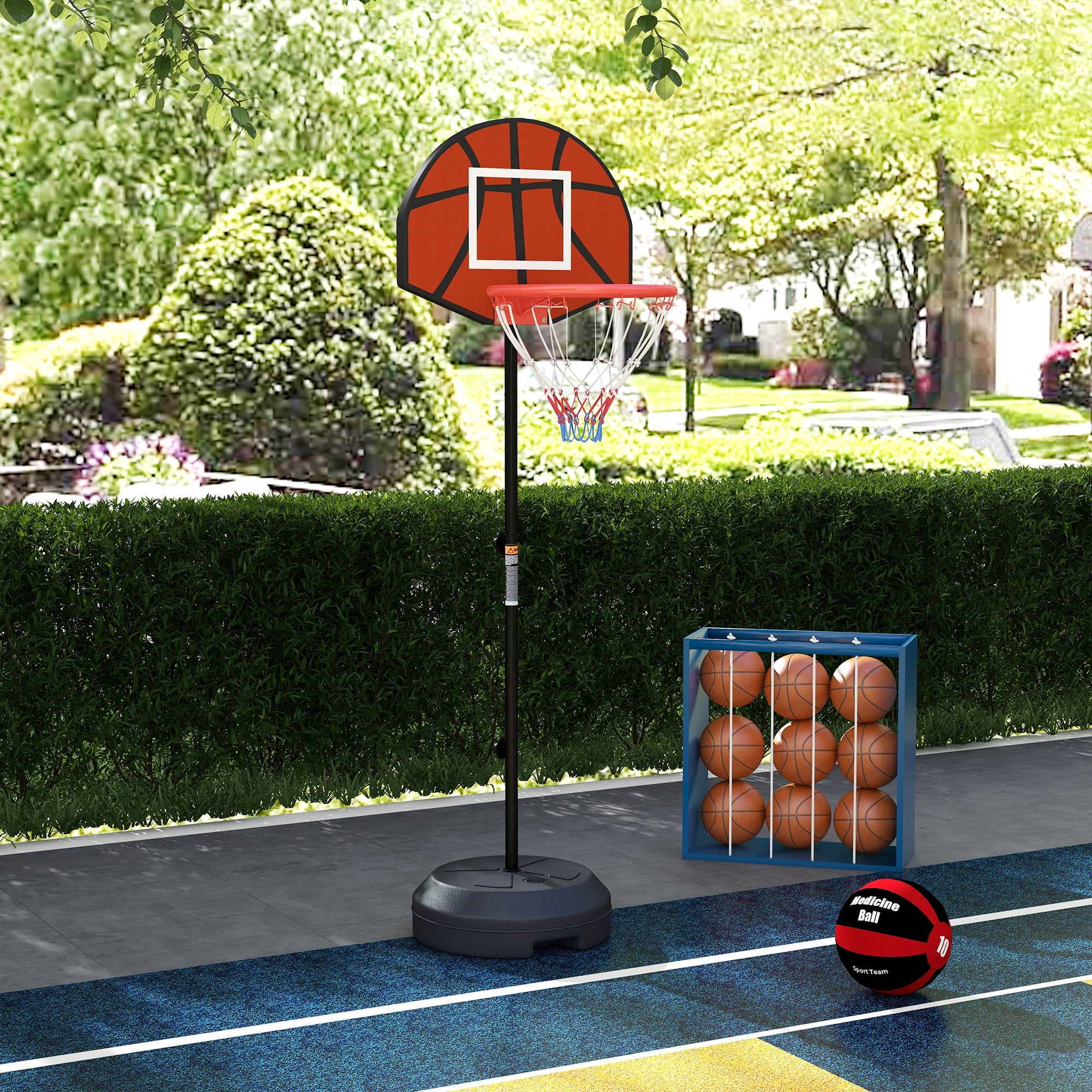 Canestro Basket Regolabile SPORTNOW Con Bersaglio Freccette - 2 In 1, Base Riempibile, Per Giardino - Foto 3
