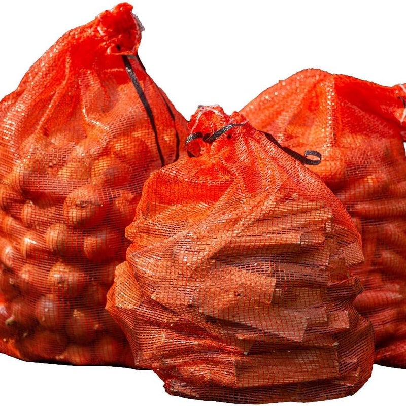Zestaw 10 dużych siatek do przechowywania, do zawieszenia na warzywa, drewno na opał i rozpałkę - Worki kuchenne na cebulę i marchew (52 x 82 cm)