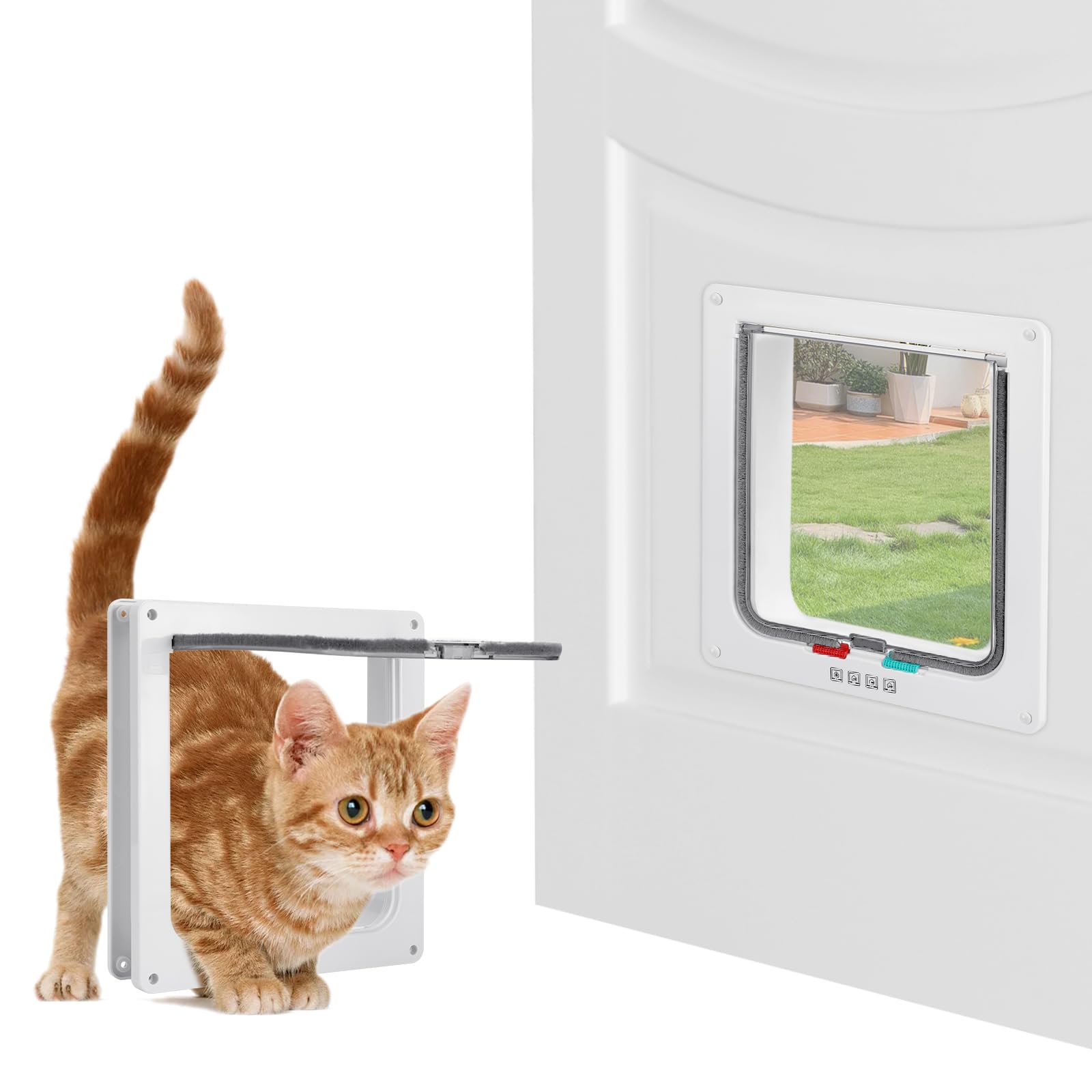 Chatière pour Chats Verrouillage 4 Voies 25 x 23.5 x 5,5cm Cercle — free download