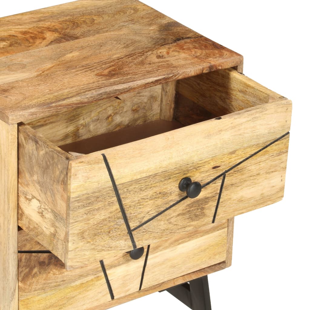 Table de chevet，Table d'appoint, Table de nuit pour Salon Chambre 40x30x50 cm Bois de manguier massif150432 - 4