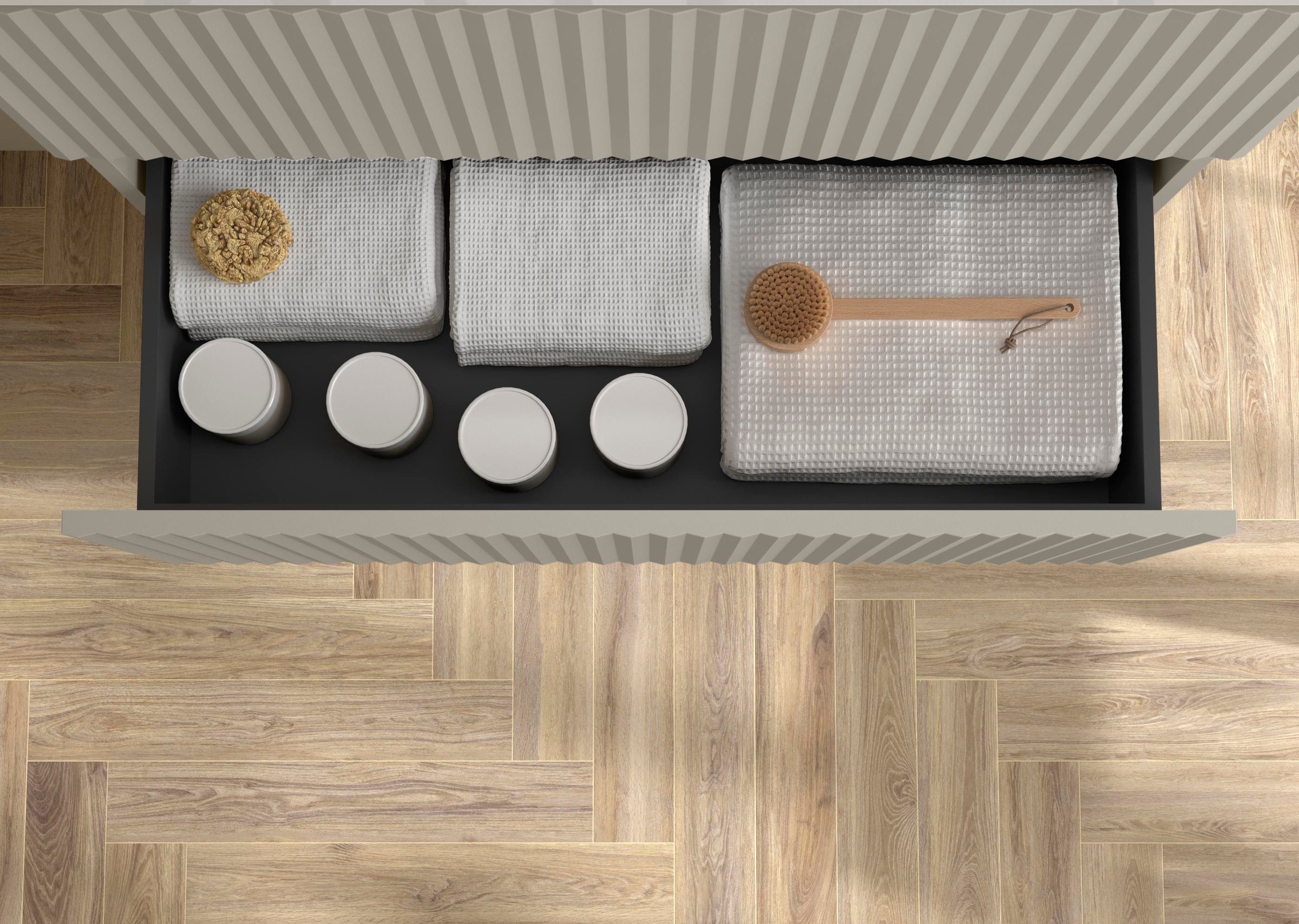Mueble de Baño KIRA Gris mate 70cm 2 cajones Lavabo 1 poza Porcelana ...