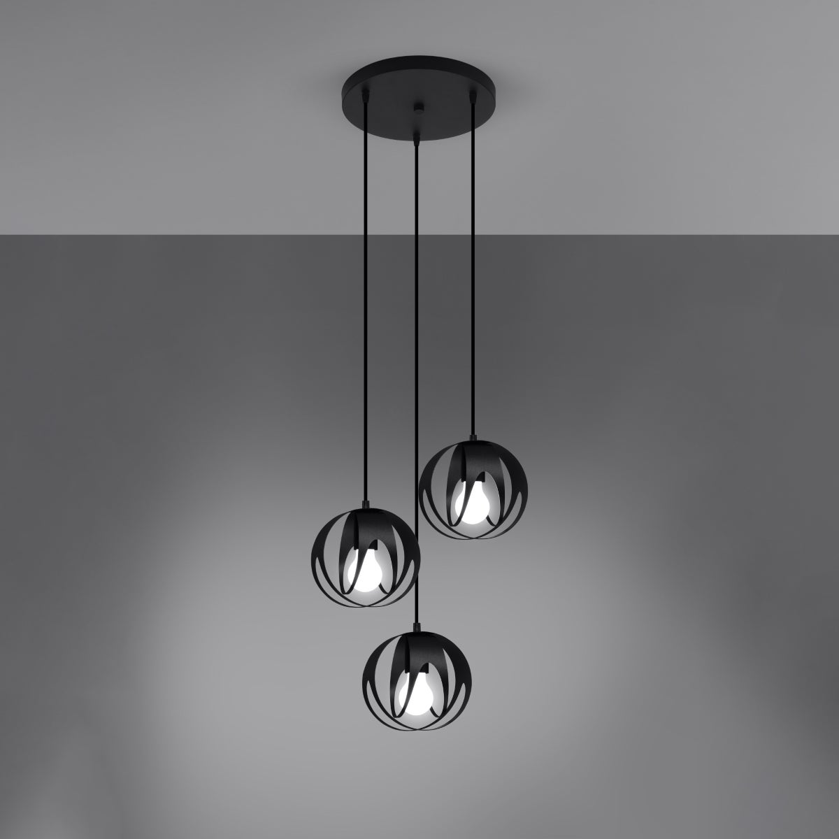 Lampa wisząca BRIVE 3P czarna LED 3000K - 30x30x117cm Sollux