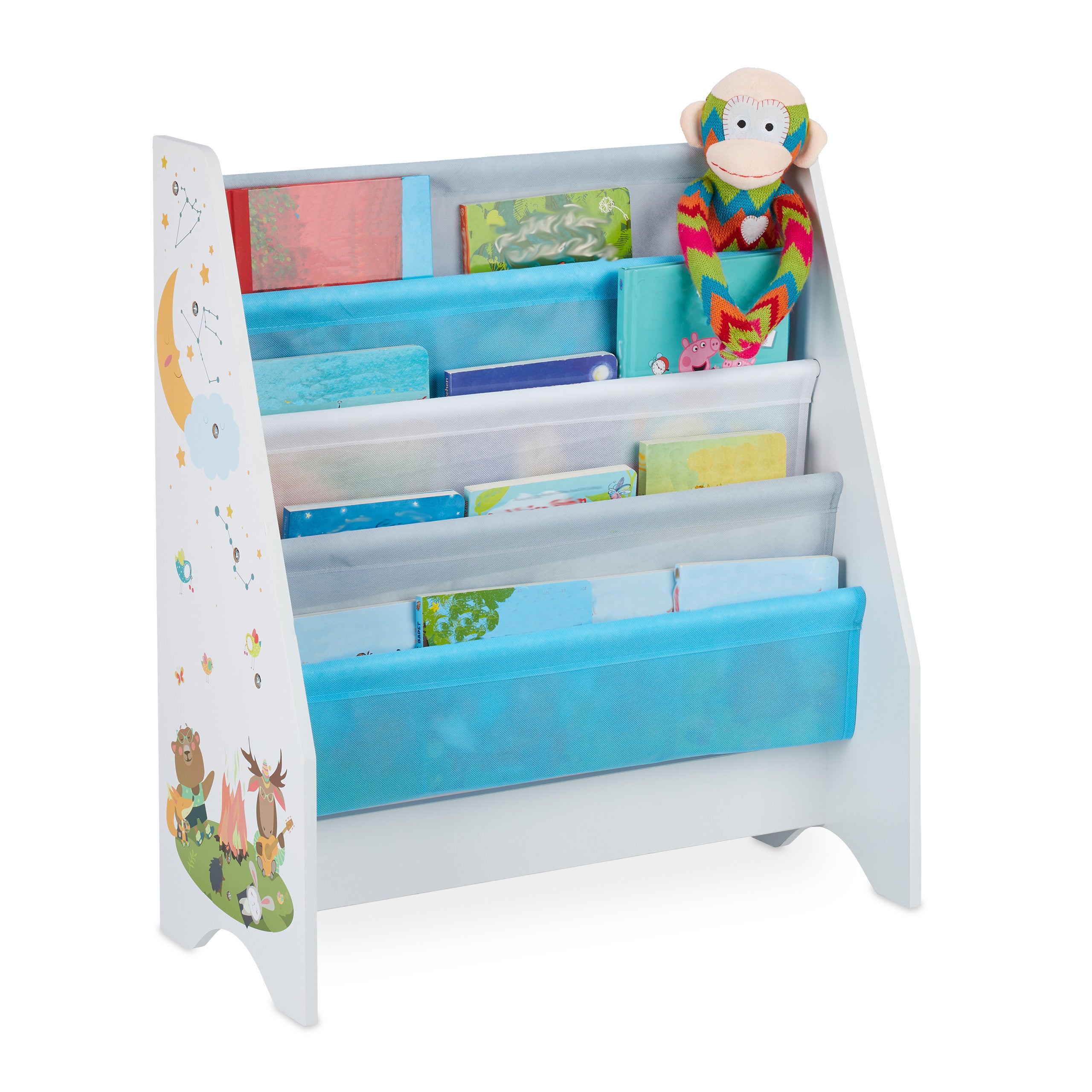 Bibliothèque Enfants 4 Casiers Suspendus Motif Feu - Étagère Livres Et Jouets Relaxdays