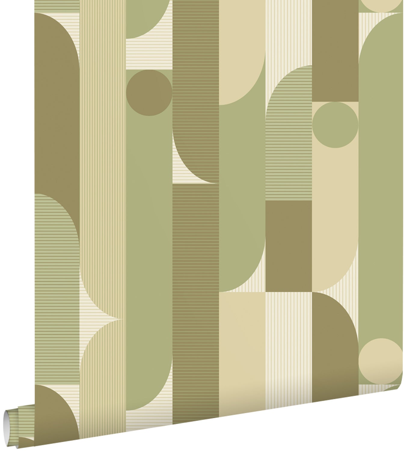 Tapeta figury geometryczne szaro-oliwkowym - 50 x 900 cm - ESTAHOME