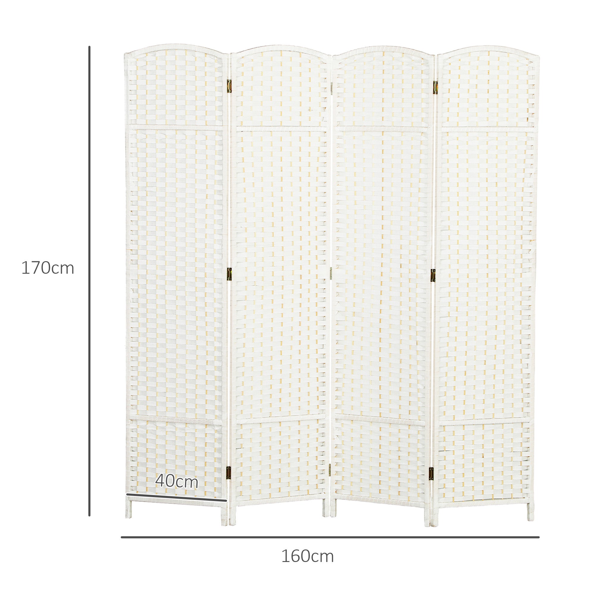 Paravent intérieur bois 4 panneaux 160x170 cm séparateur pièce pliable salon chambre blanc - 5