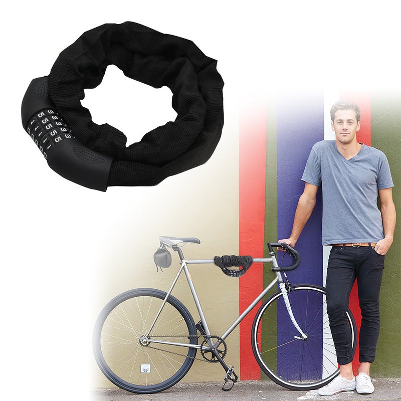Lucchetto A Catena Corazzato Per Bici E Moto – 80 Cm, Acciaio, Antiscasso (nero)