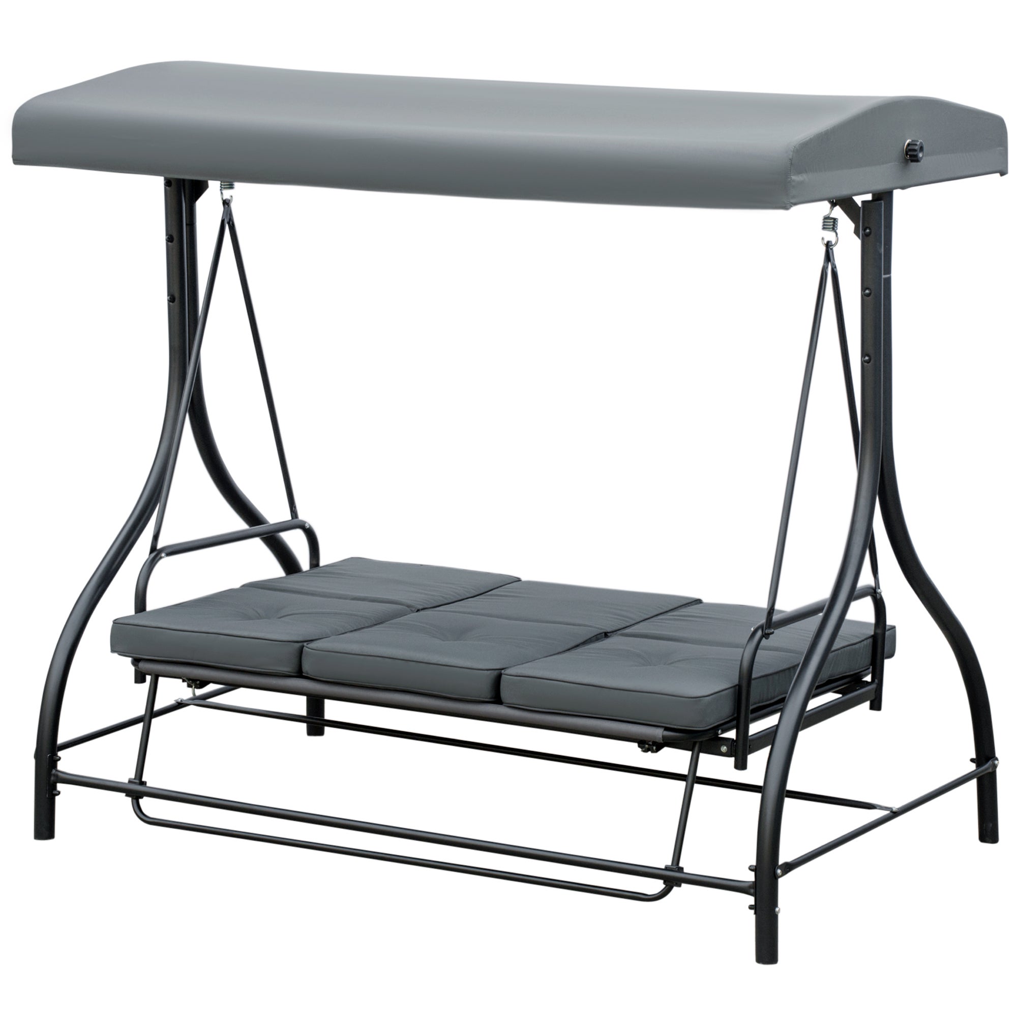 Balancelle jardin 3 places convertible inclinaison toit réglable matelas grand confort rembourrage 7 cm fourni - 2