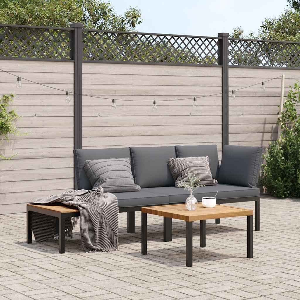 3-cz. zestaw mebli do ogrodu, z poduszkami, czarne aluminium vidaXL