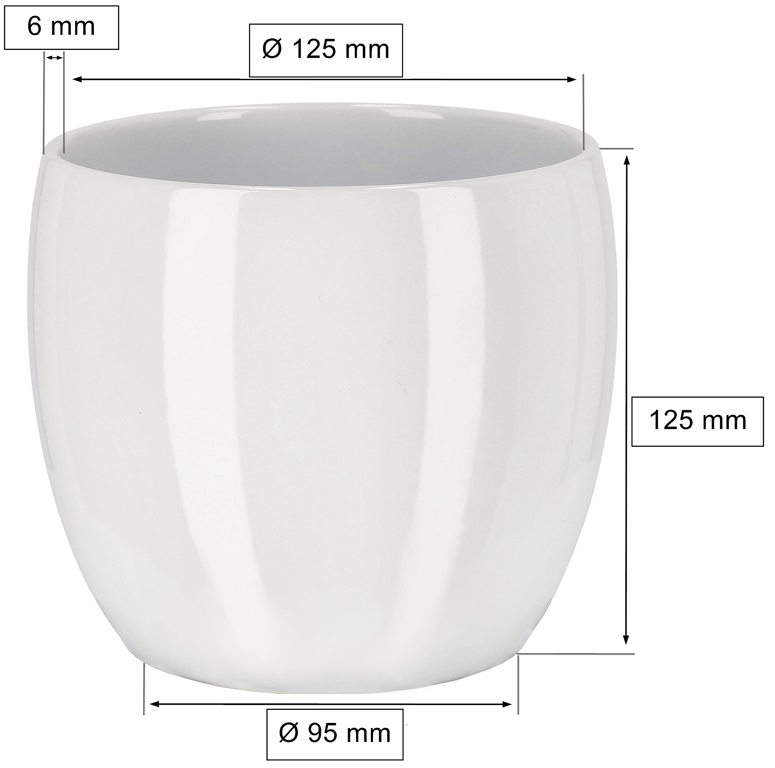 Pot de Fleurs en Céramique - Diamètre : 13 cm - Pour Fleurs et Plantes Blanc - KOTARBAU - 2