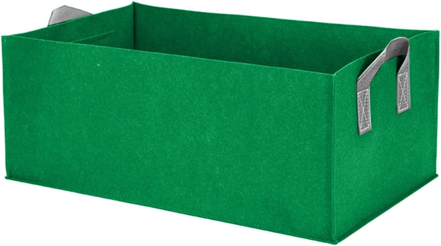 Zestaw 1 prostokątnej torby do sadzenia (60×30×20 cm, ciemnozielona), podniesiona skrzynia do sadzenia z uchwytami, wentylowana tkanina kwadratowa