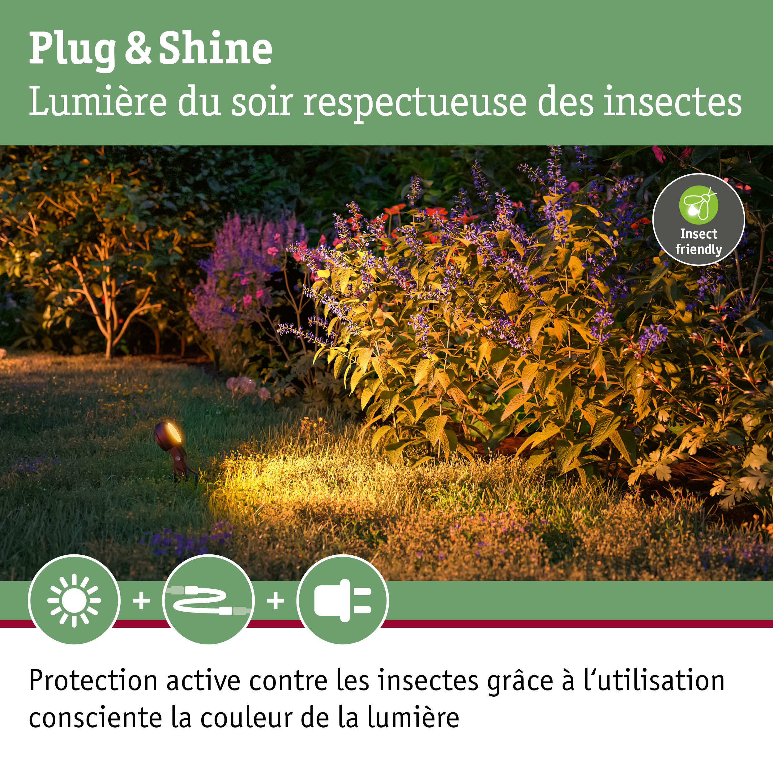 Plug & Shine Projecteur de jardin LED Sting Kit de base favorable aux insectes IP67 2200K 3x6,3W 75VA Anthracite - 6