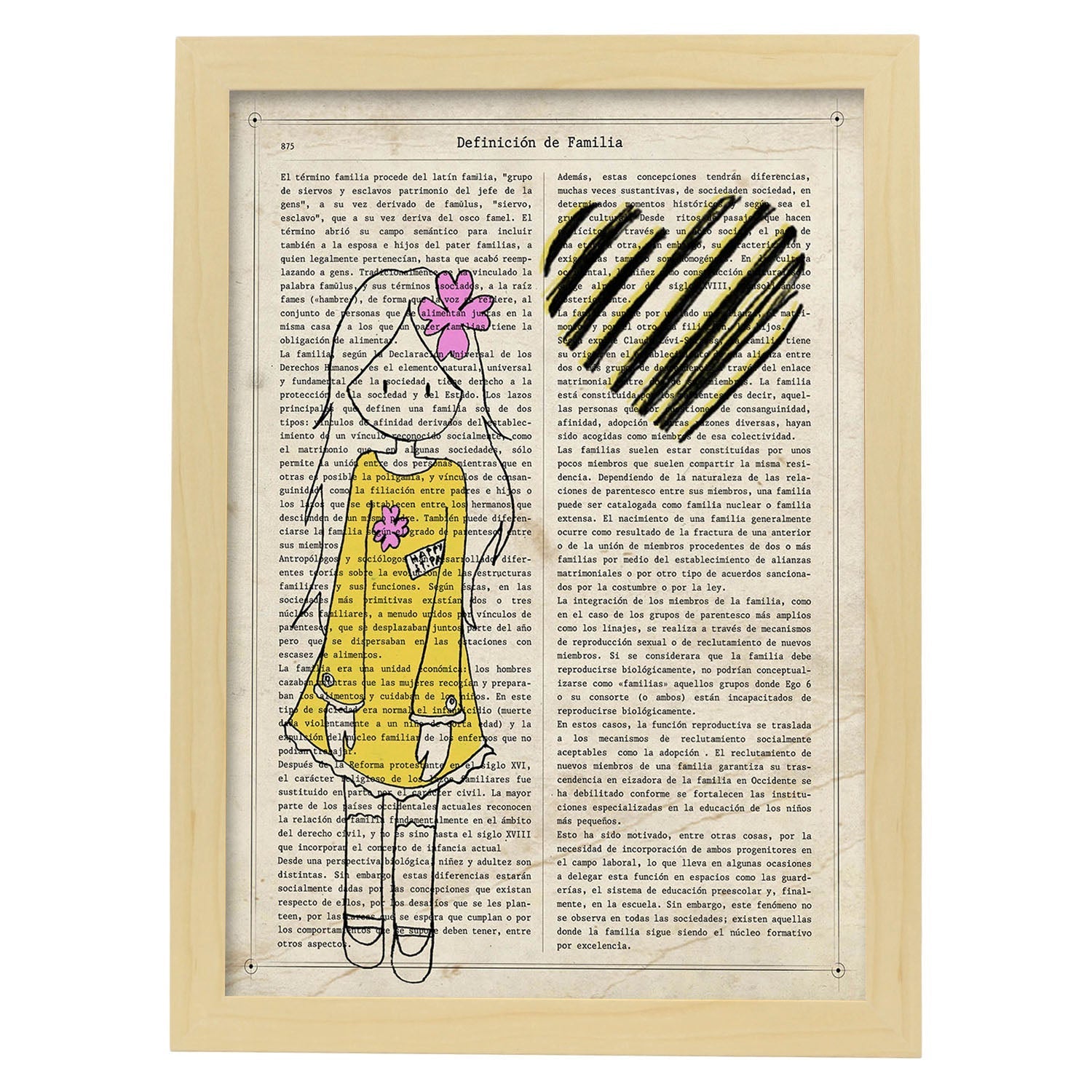 Poster de nina con vestido amarillo. lamina para ninas con imagenes de chicas pequenas. marco blanco - a3