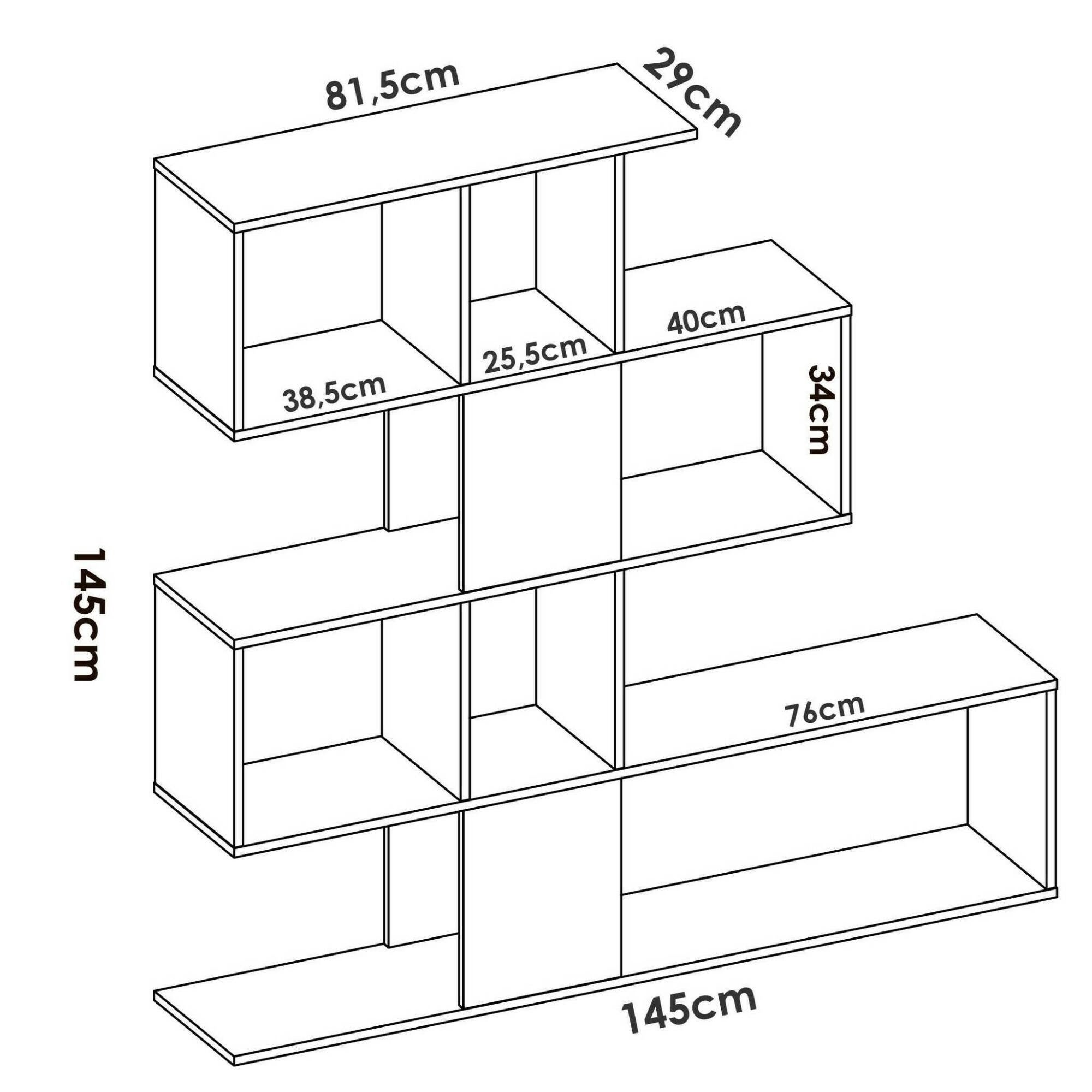 Bibliothèque pour Bureau en MDF Blanc H. 145 x l. 145 x P. 29 cm - 3