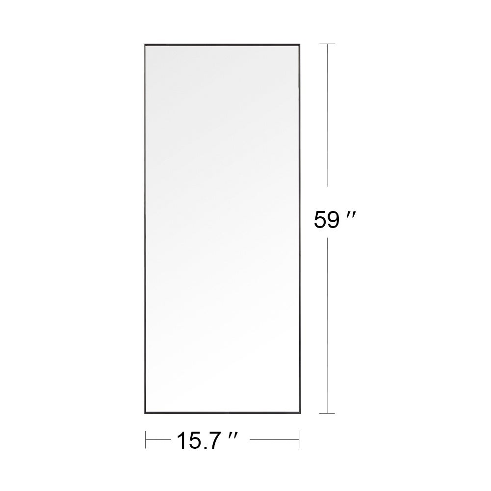 Miroir sur Pied Rectangle -150x40cm - Cadre en Métal - Miroir HD Grand - Noir - 9