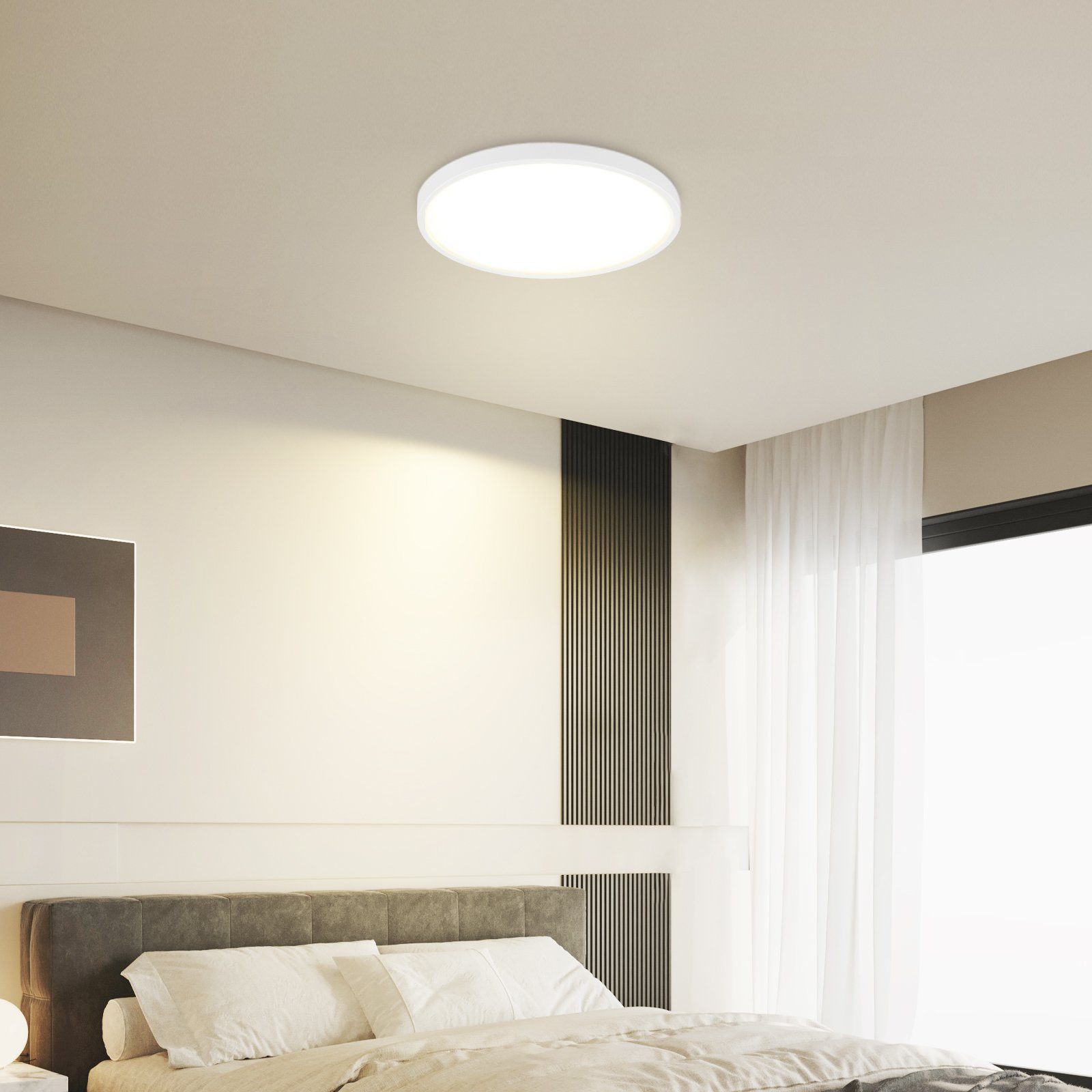NETTLIFE Lámpara de Techo LED 24W 4000K 30cm Dormitorio Diámetro Plano Lámpara Redonda Blanca para Cocina Baño Pasillo - 9