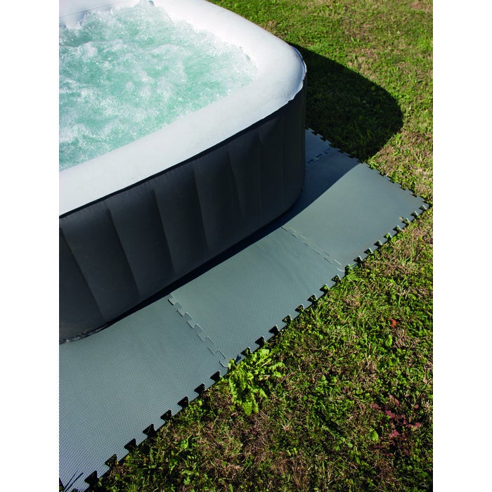 Lot de 9 dalles carrées pour piscine - 50 cm - Gre - Gris - 4