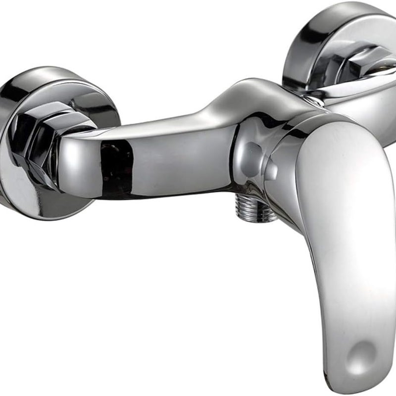 Bateria kuchenna, chromowana bateria prysznicowa ścienna z mosiądzu z pojedynczą dźwignią do zimnej i ciepłej wody