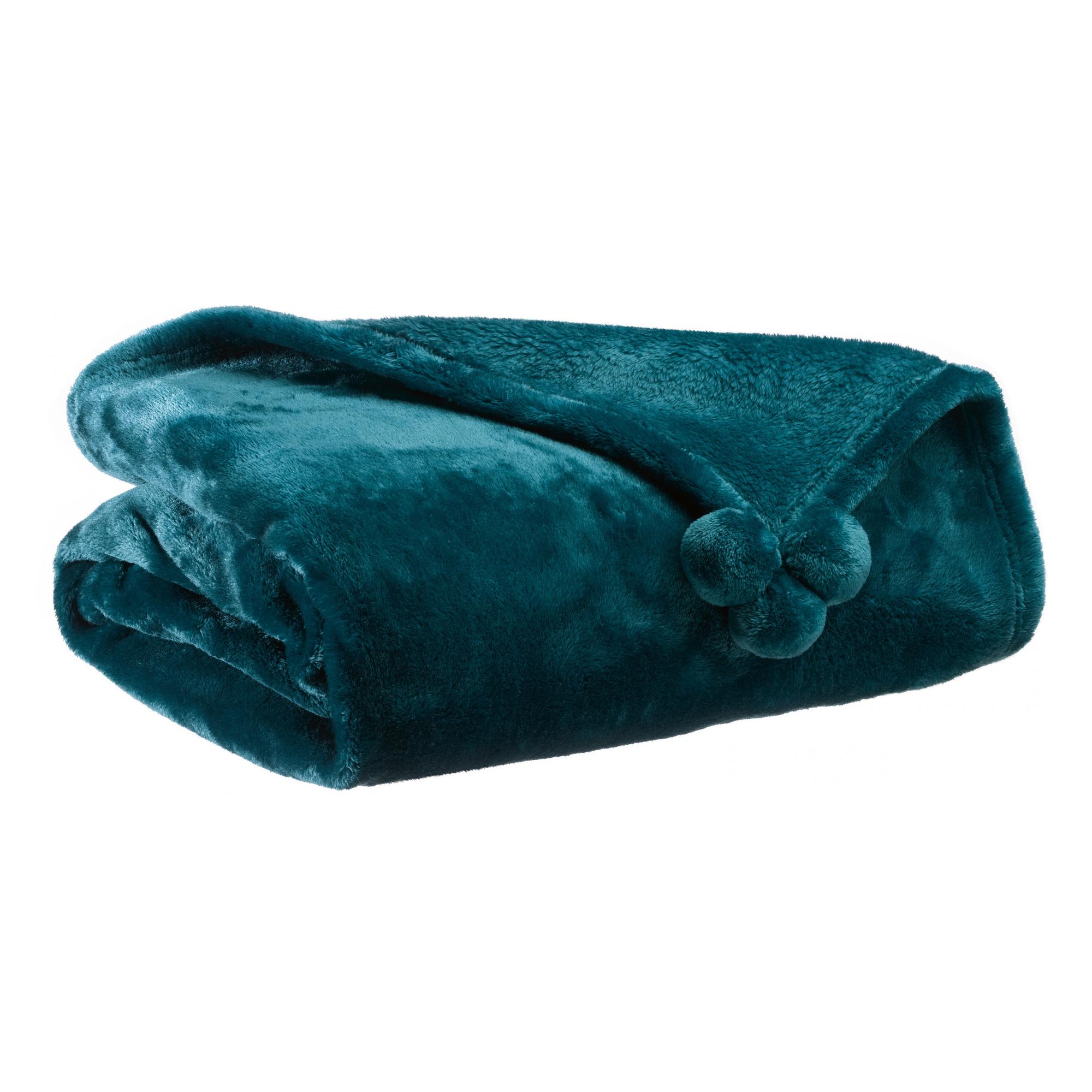Manta tender pompons pavo real 130 x 170 cm pavo real 130 x 170 cm vivaraise
