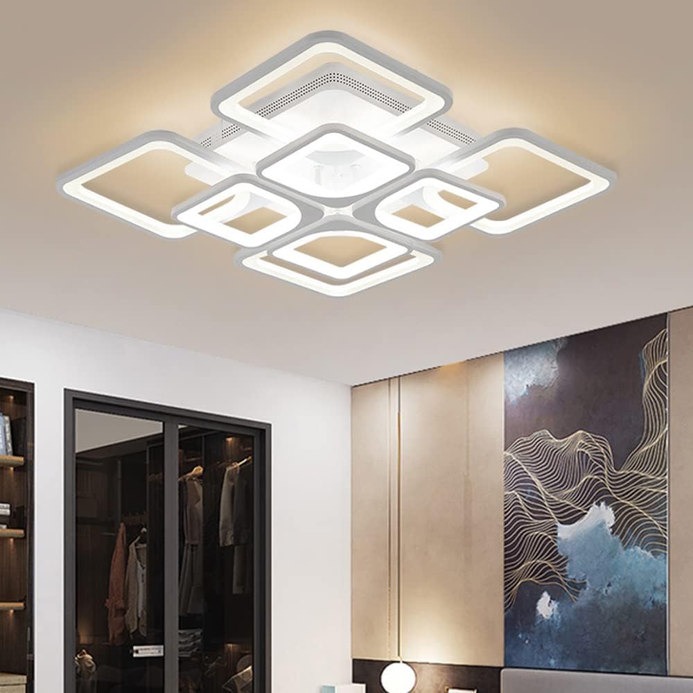 Plafonnier LED Moderne Dimmable - Télécommande Et APP - 32W 3000K-6000K - Pour Salon, Chambre, Bureau - Noir