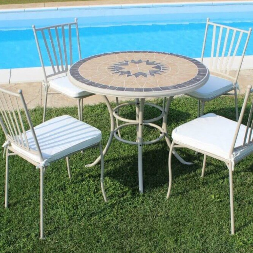 Tavolo giardino rotondo mosaico in ferro con diametro 90 cm per - Main Image