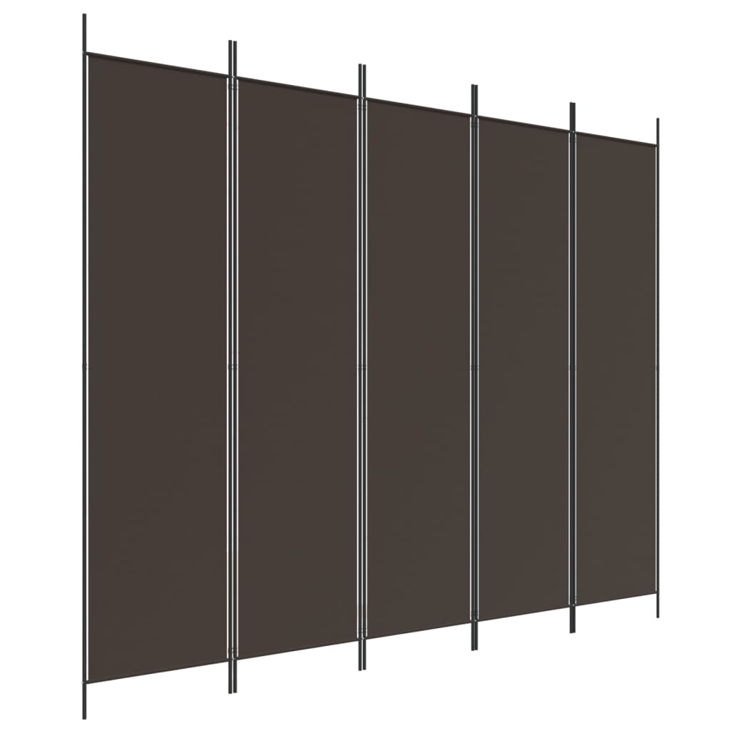 vidaXL Cloison de séparation 5 panneaux Marron 250x200 cm Tissu - 2
