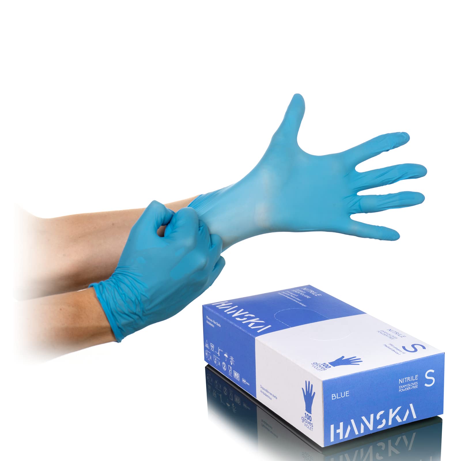 Safe Health Guanti In Nitrile Blu Taglia S - 100 Pezzi Senza Lattice E Senza Polvere (3 Mil)