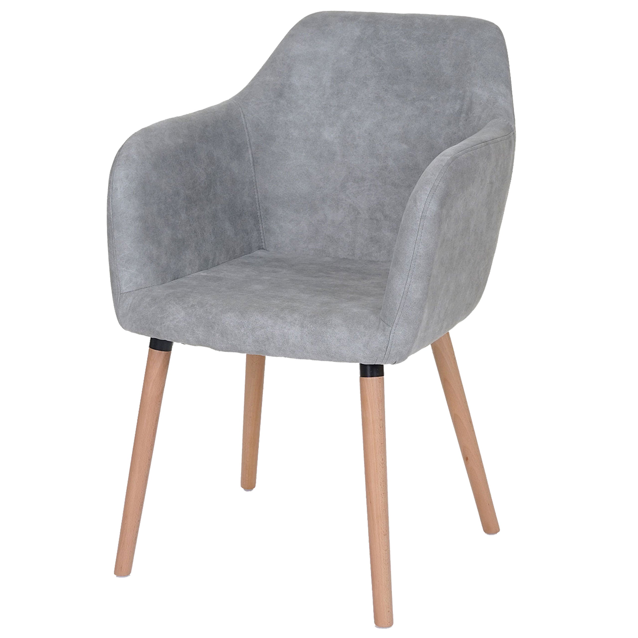 Krzesło do jadalni Malmö T381, krzesło kuchenne, design retro 50s ~ tekstylia, beton vintage szary, jasne nogi