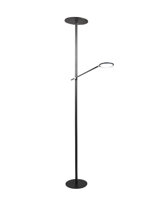 Regina - Czarna lampa stojąca LED z metalu wys. 180 cm Fabas Luce - 2 lampy o mocy 36 W i 12 W ze zintegrowaną diodą LED 3000 K