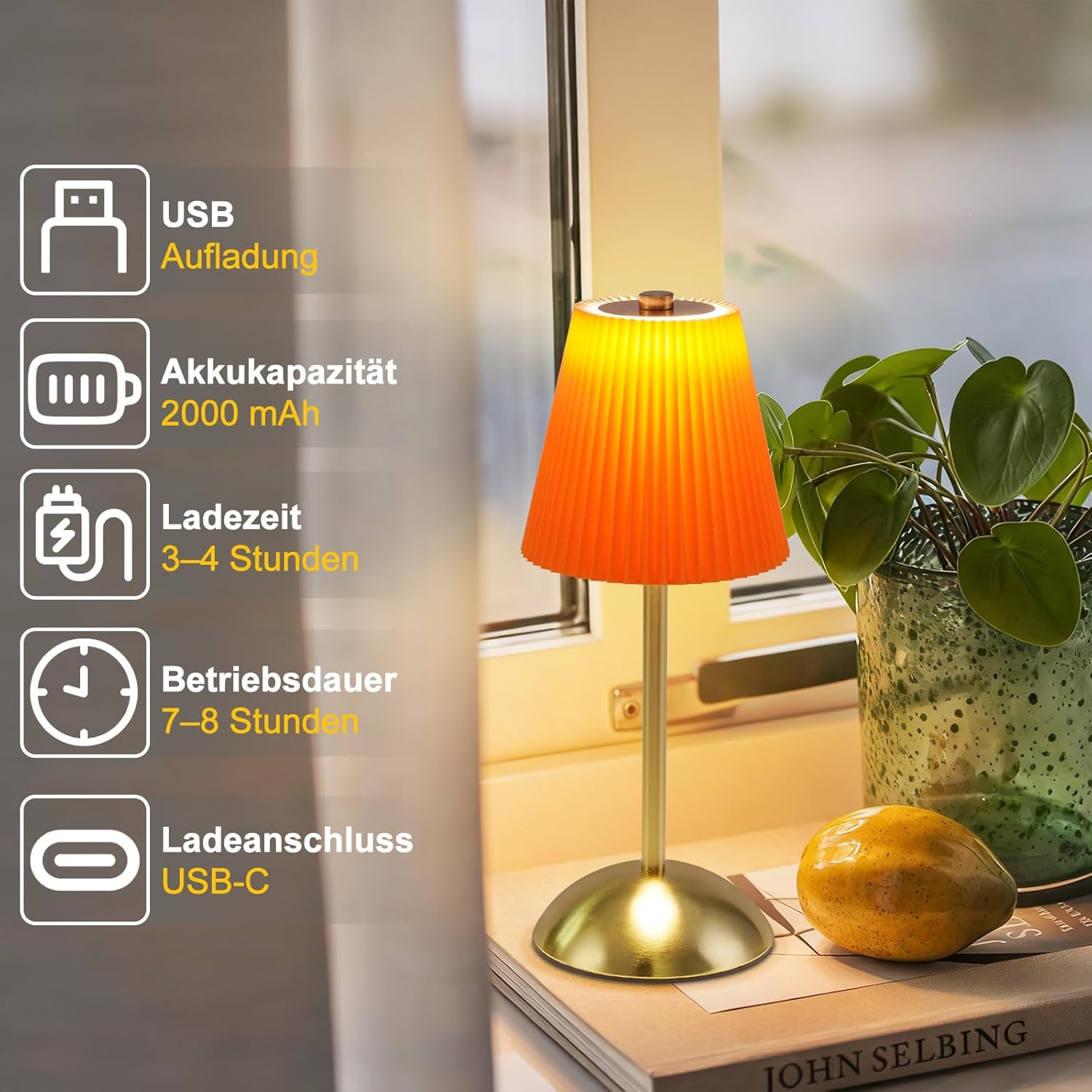 ZMH Zestaw 2 bezprzewodowych lamp stołowych LED z 3 temperaturami barw do jadalni - 2