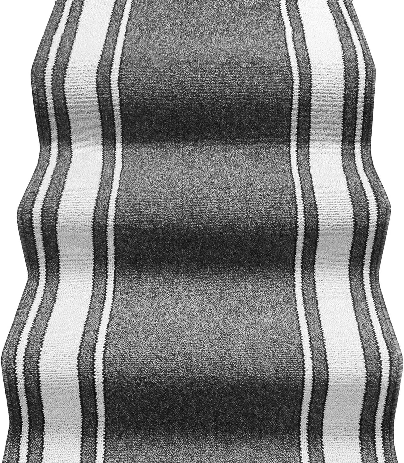 Camino de escalera 67x240 cm alfombra bordeado corredor entrada pasillo cocina peldaños estilo clásico gris