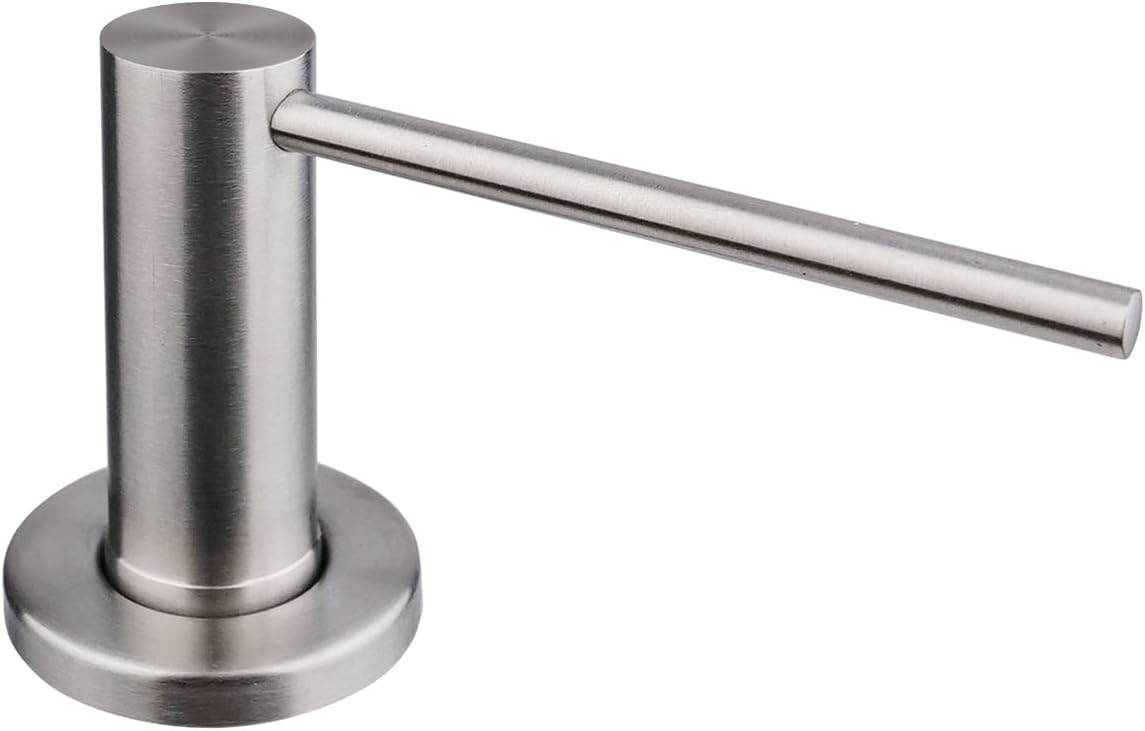 Wbudowany dozownik mydła do zlewu w kuchni i łazience, ze stalową pompką, butelka 17 fl. oz, napełnianie od góry, szczotka