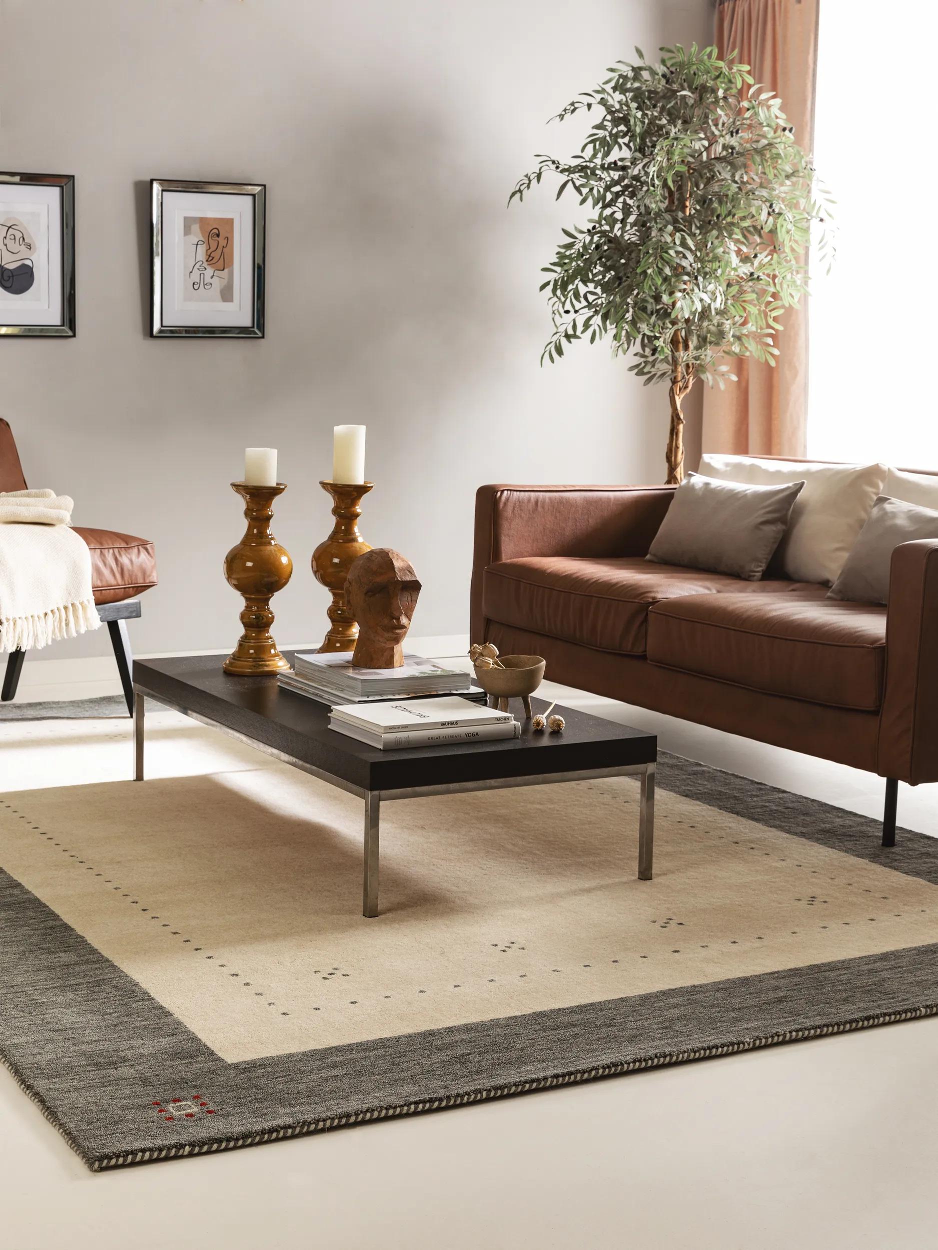 BENUTA - Tapis de laine Jamal beige/gris 200x300 cm - 2