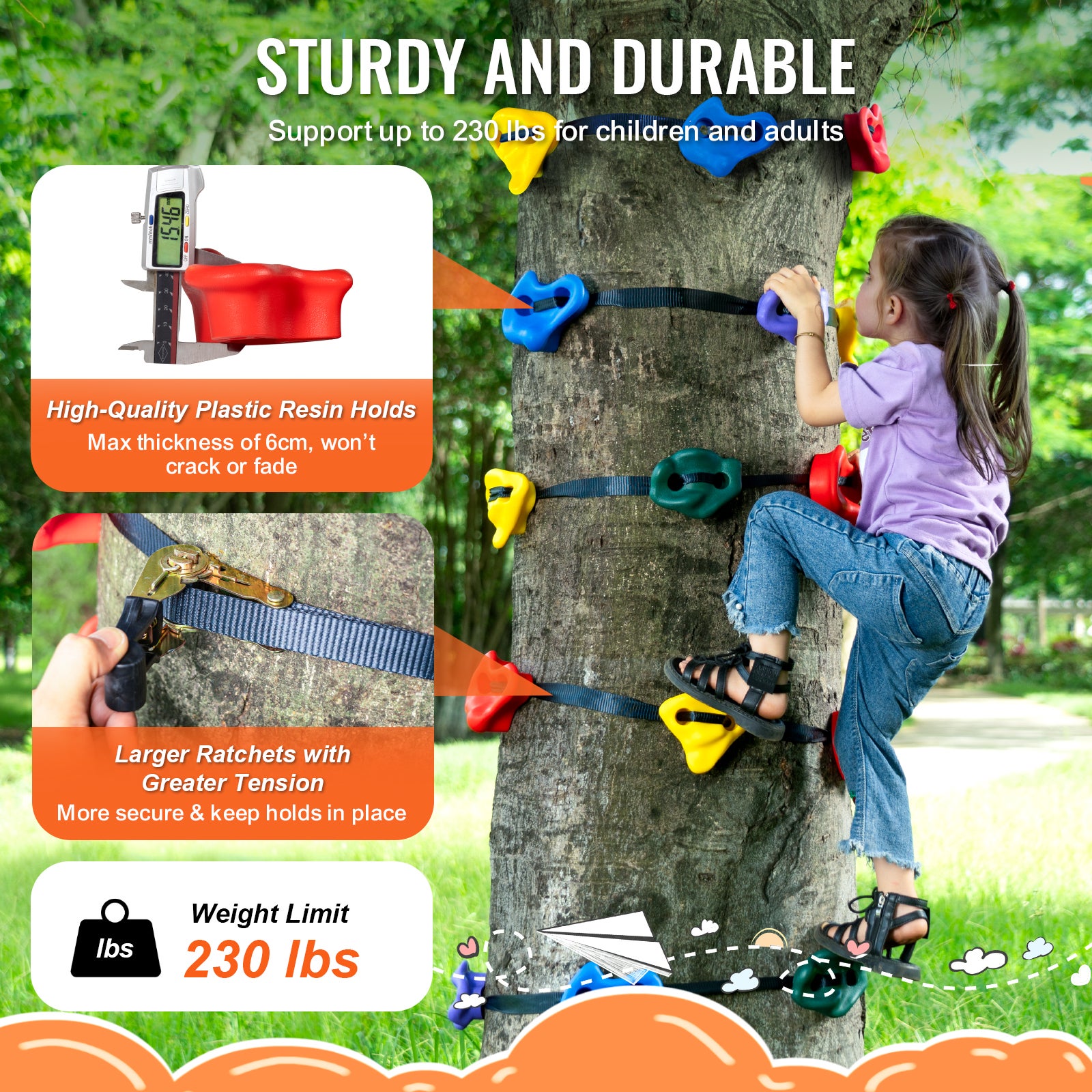 Lot de 2 supports d'escalade pour enfants et adultes, grandes poignées murales pour intérieur et