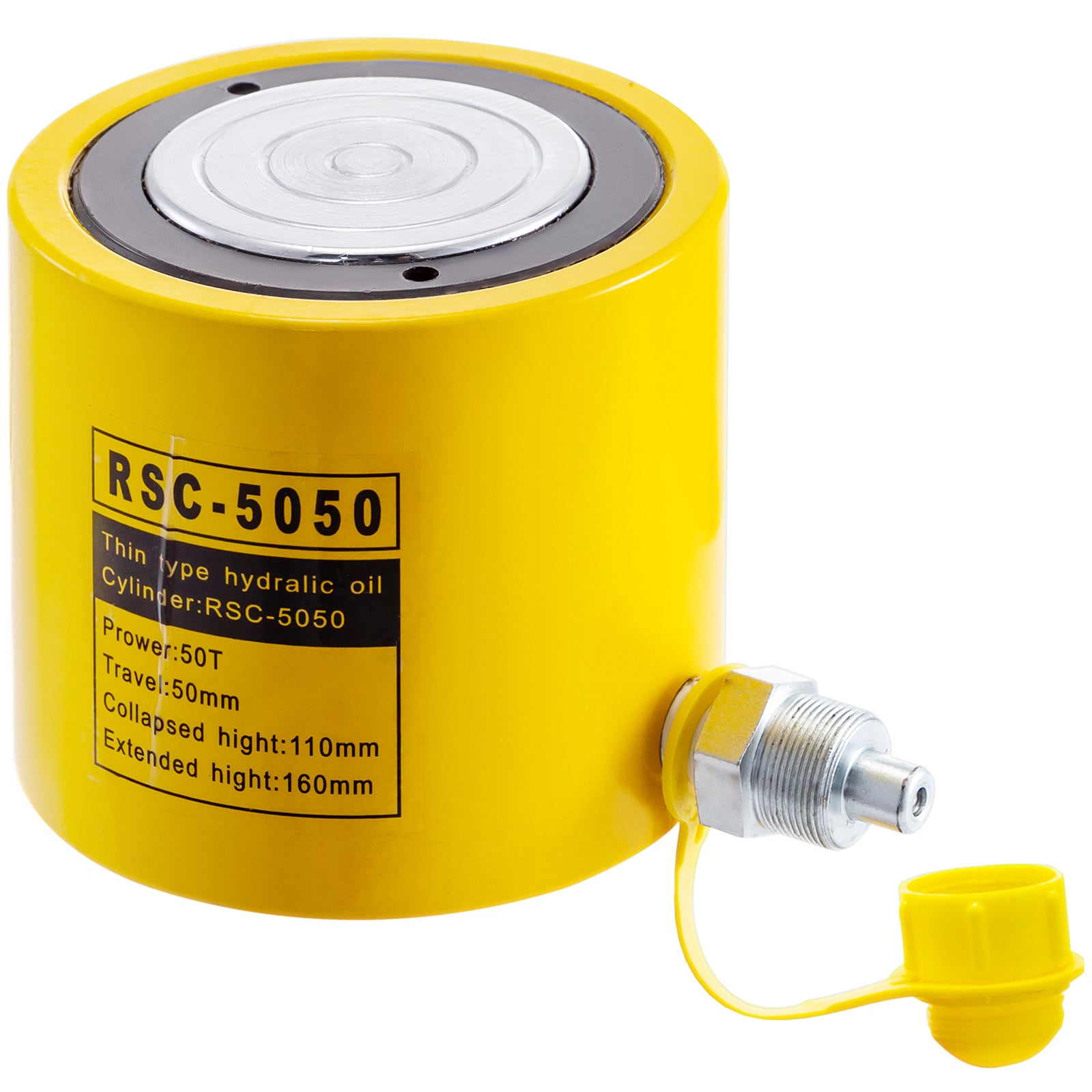 Podnośnik hydrauliczny jednostronnego działania 50T o skoku 50 mm, żółty VEVOR
