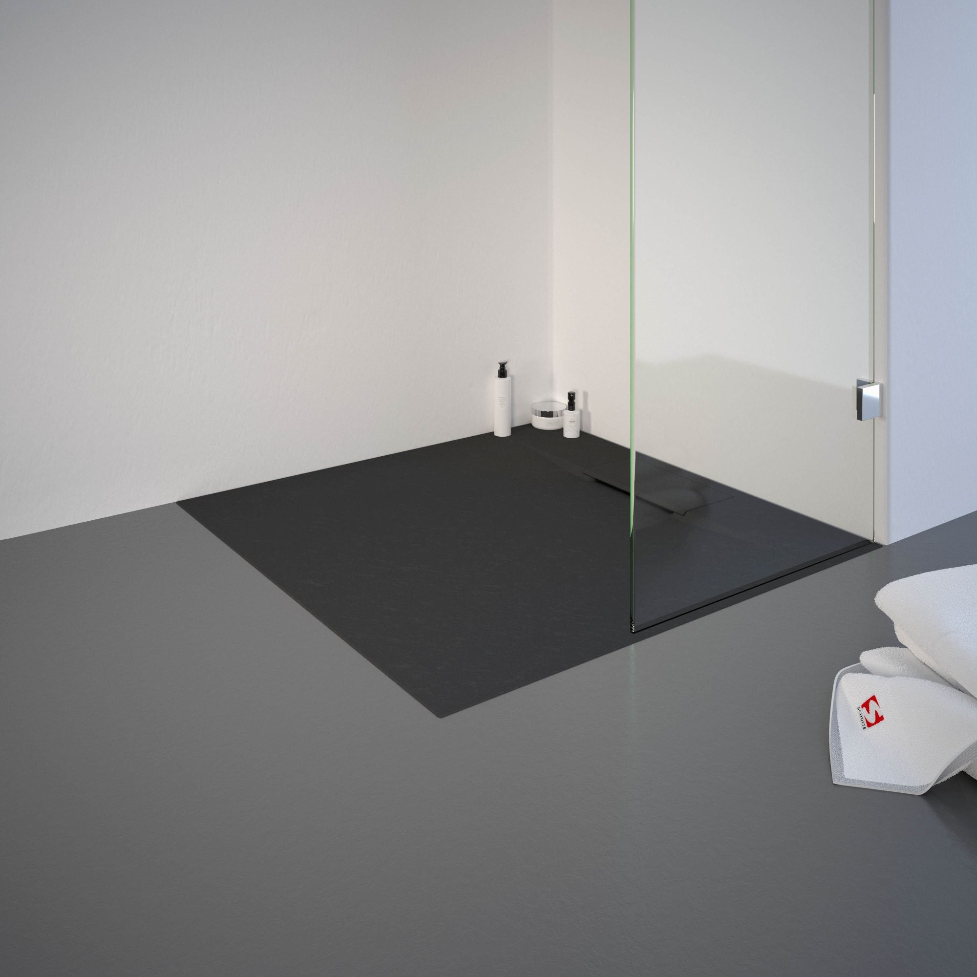 Schulte receveur de douche, 80x80x3,2cm, anthracite, effet pierre, ultra léger antidérapant